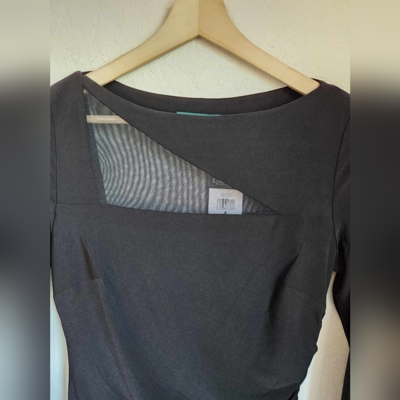 Ralph Lauren Black Midi Dress Mesh long sleeve dress size 8 - Picture 4 of 9